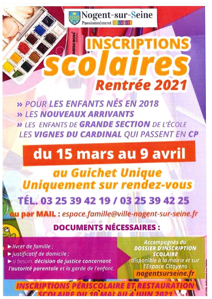 Inscriptions Scolaires 2021